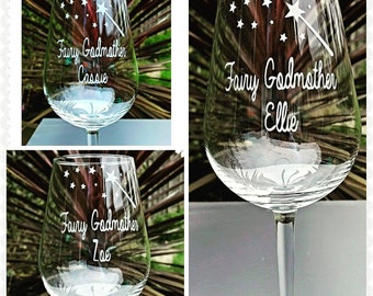 Personalised Engraved Fairy Godmother Glass Christening Gift Choice of  Glasses, Godmother Gift, Godparent Gift, Engraved Glass 