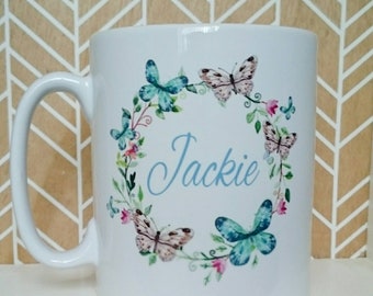 Personalised Butterfly Mug - New - Boxed