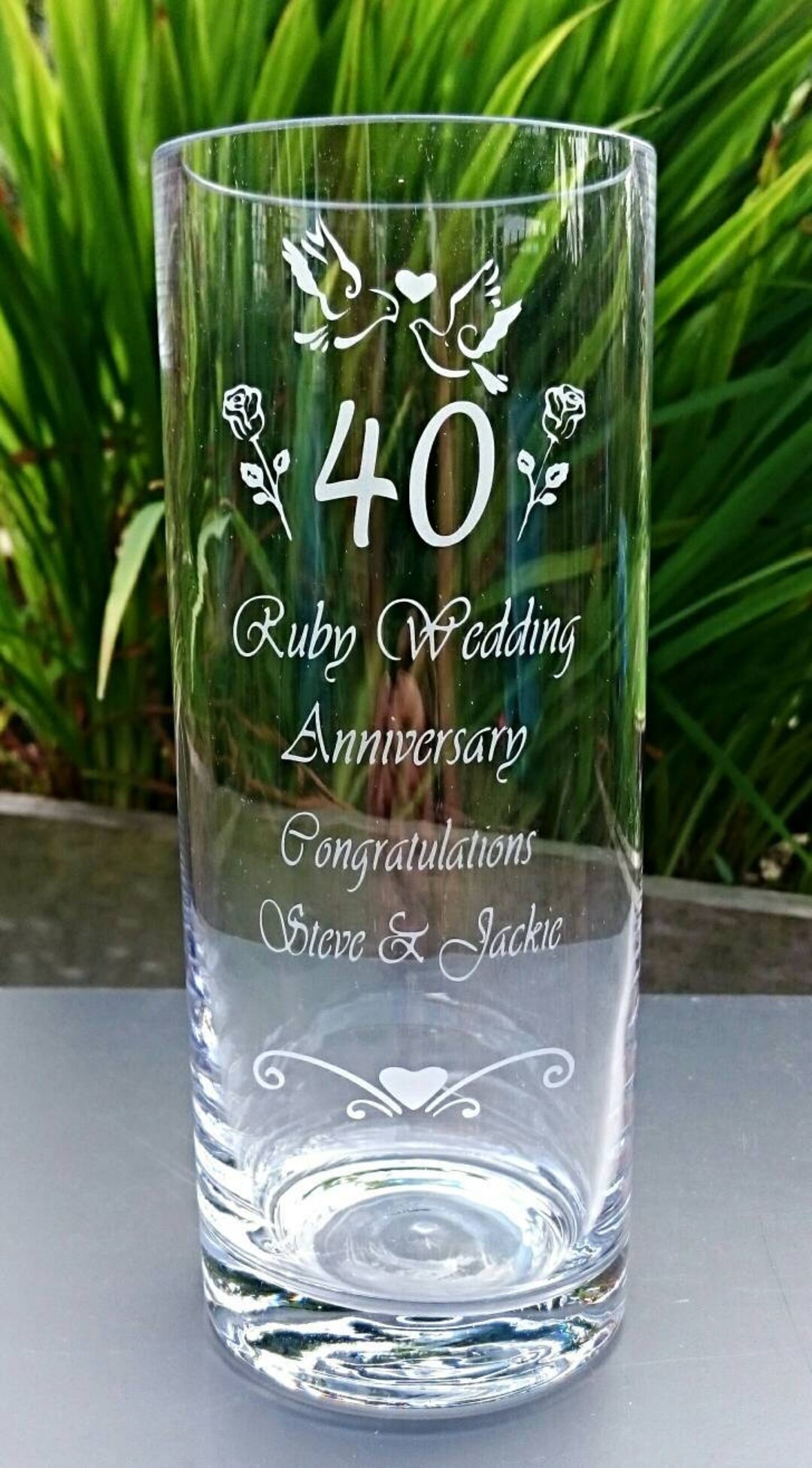 Personalised Engraved Wedding Anniversary Vase Ruby Wedding, Silver