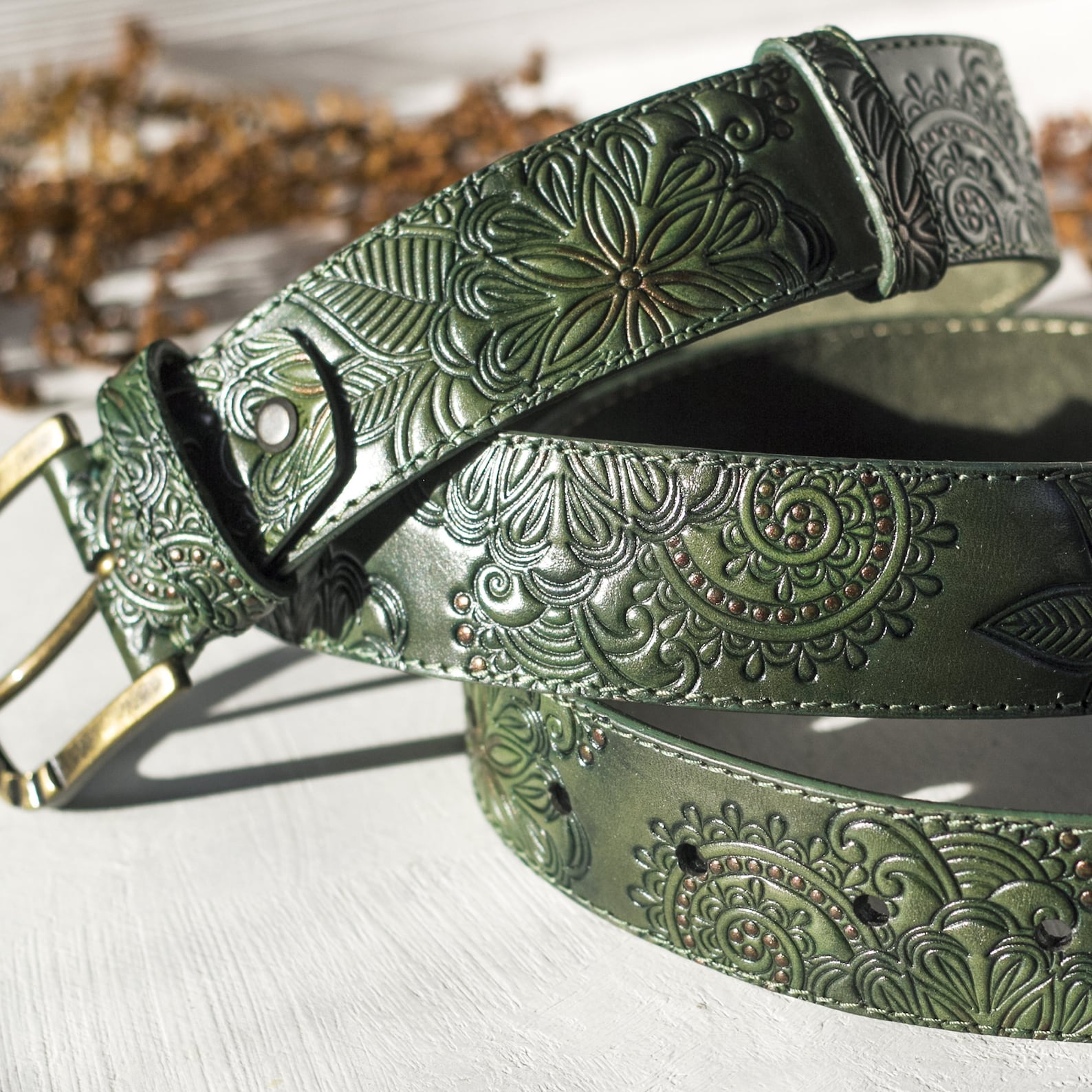 ladies green belt