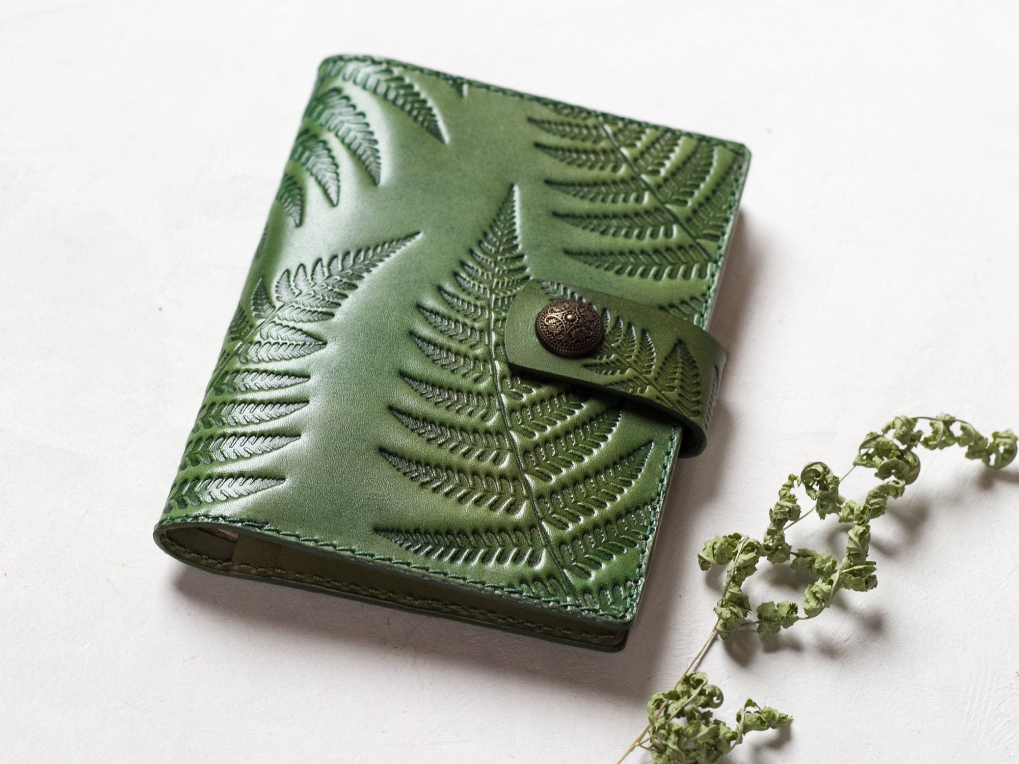 Green Leather Passport Holder Travel Wallet with Snap Closure Etsy