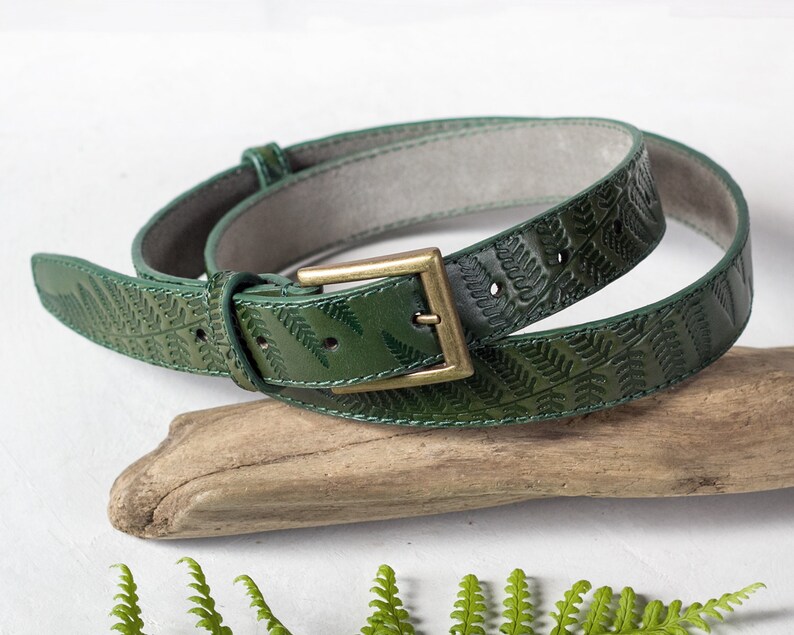 Green Leather Belt for Women 1.2 inches wide Womens Leather Etsy