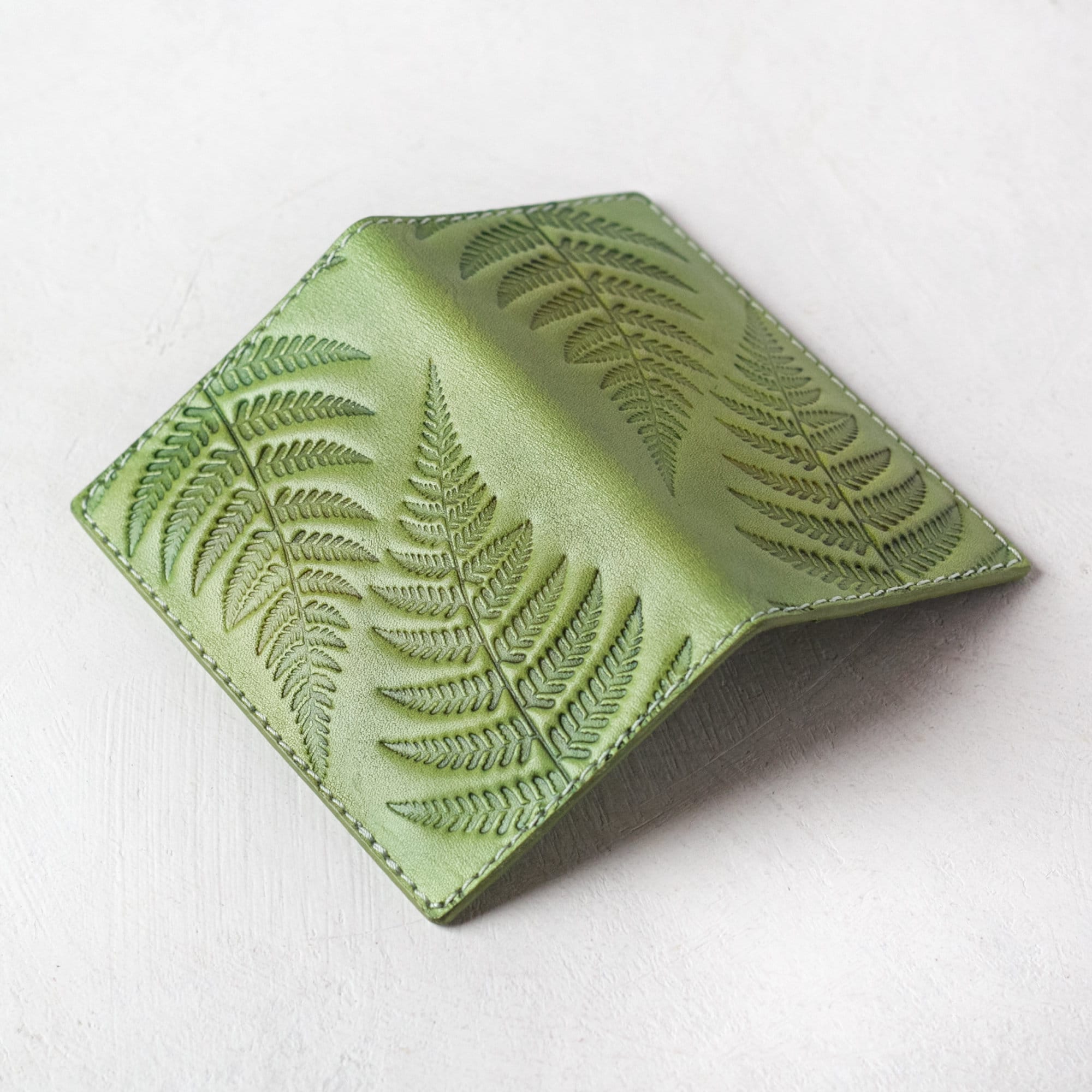 Light Green Leather Business Card Holder Small Women's Etsy