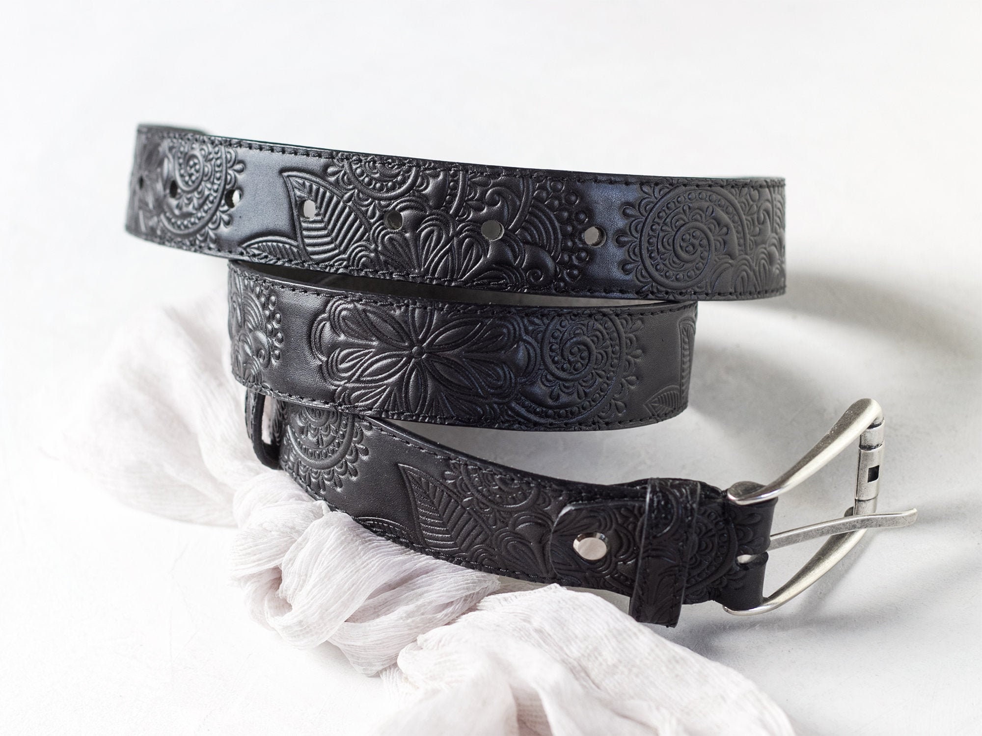 Black Gray Leather Belt for Women Handmade Womens Belts Etsy