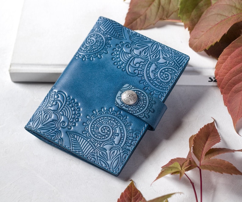 Leather Travel Wallet for Women Blue Women