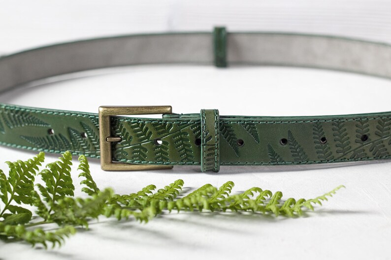 Green Leather Belt for Women 1.2 inches wide Womens Leather Etsy