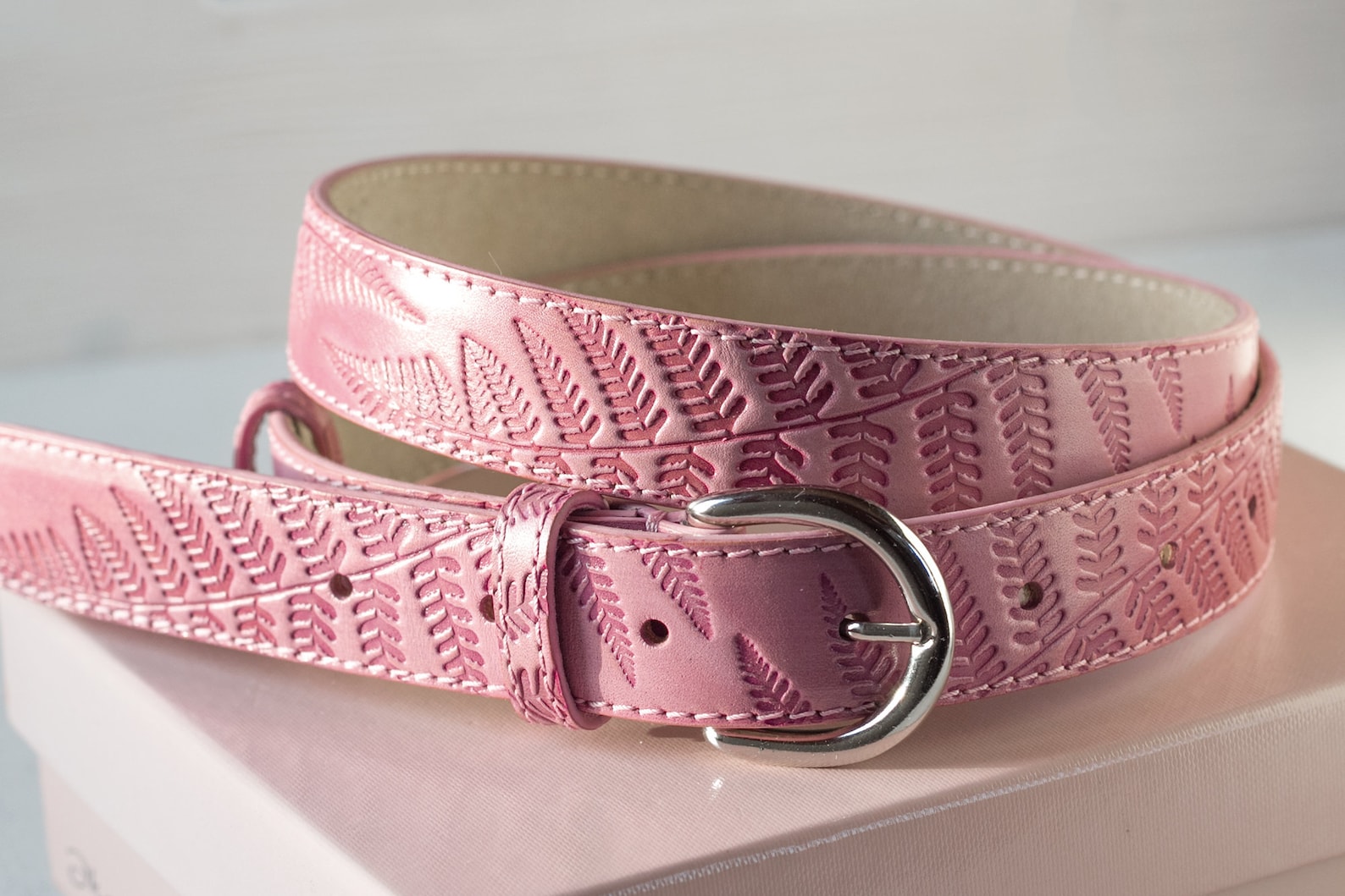 Pink Leather Belt for Women 1.2 inches wide Womens Leather Etsy