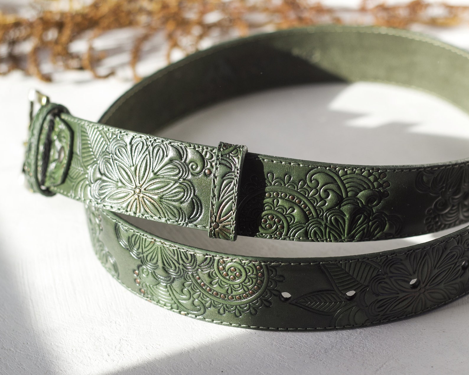 Olive Green Leather Belt Leather Belt for Women 1 1/2 inches Etsy