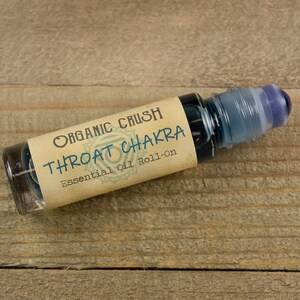 THROAT CHAKRA Essential Oil Roll-On | Chakra Oils | Lapis Lazuli Gemstone Roller | Essential Oils for Chakra Balancing | Oils for Meditation