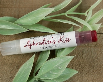 APHRODITE'S KISS Lip Tint | Organic Lip Tint |  Natural Lip Tint | Natural Lip Gloss | Organic Lip Stain | Red Lip Balm | Gifts Under 5