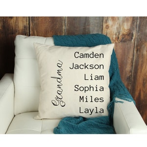 Mother&#39;s Day Gift, Pillow Cover, Gift for her, Family Names Throw Pillow Cover, Personalized Mother&#39;s Gift, Grandma Gift