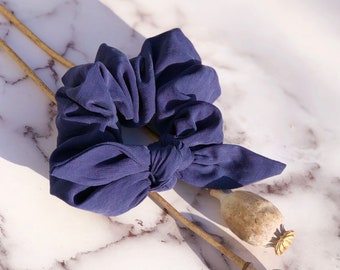 Daphne Pastel Navy Scrunchie