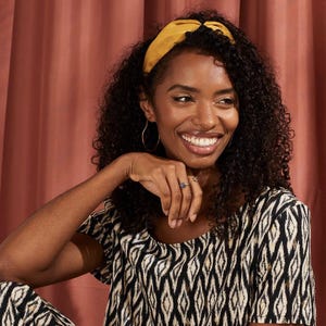 Mustard Yellow & Black Two-Tone Headband Handmade Colour block Hair Accessory