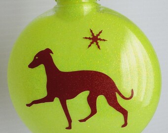 Italian Greyhound Dog Christmas Ornament Holiday Pet Decoration Shatterproof, paws in profile