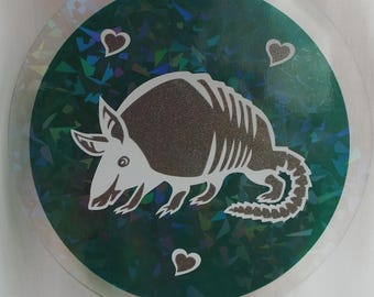 Armadillo Wall Art – 6in Vinyl disk Animal Lover Gift for Home or Office