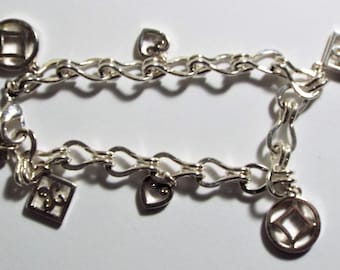 Charm  Fashion Bracelet Vintage 1980 s NINE WEST Silver Tone 7 inches