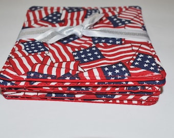 Handmade Flag Coasters, Set of 6, Cotton Fabric