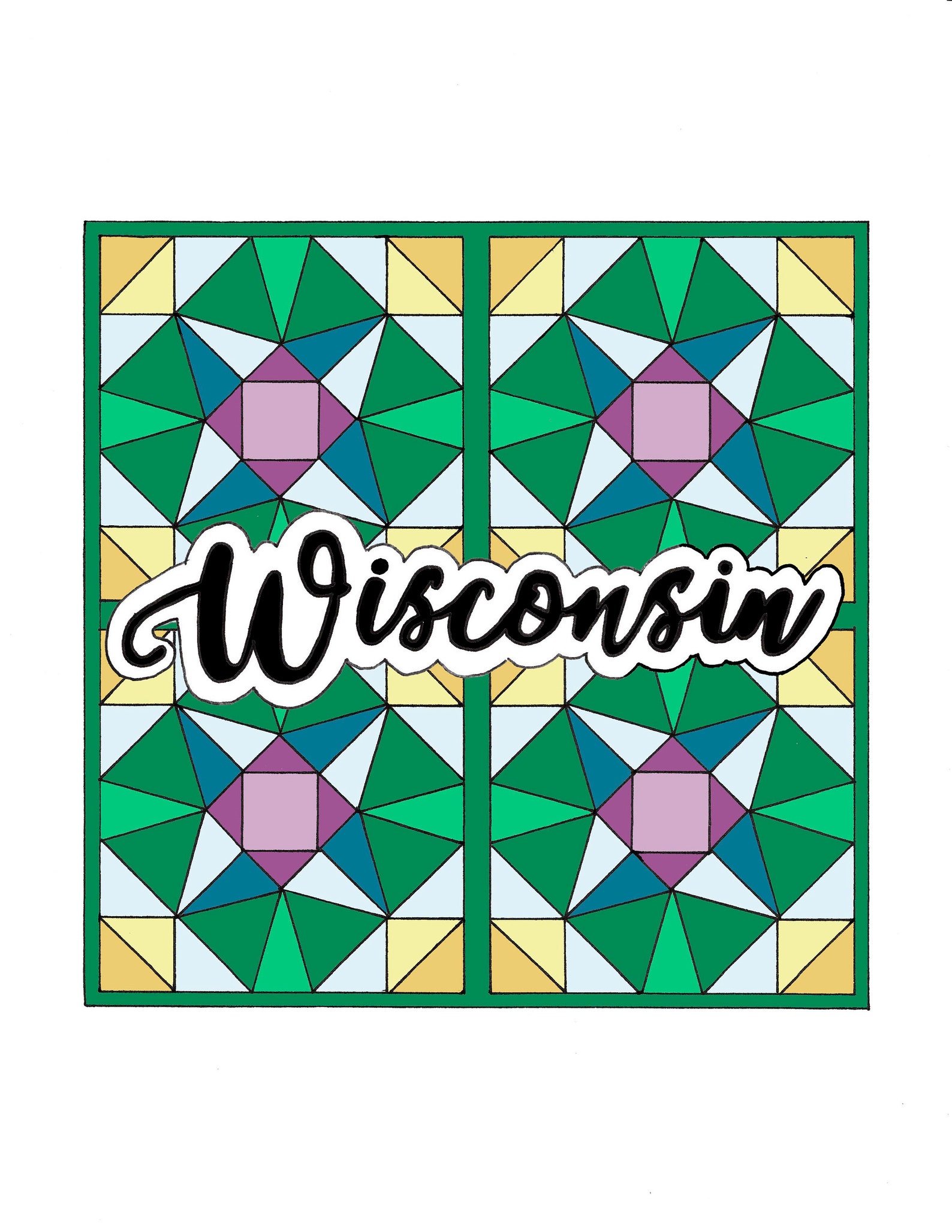 Wisconsin Quilt Block, Quilt Square Wall Art, State Quilt Blocks, Quilt
