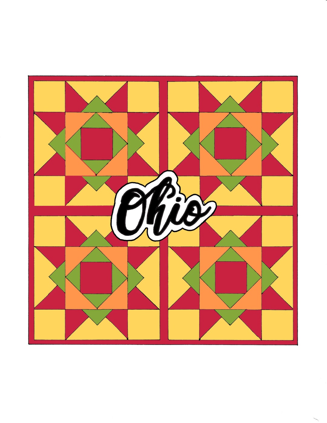 Ohio Quilt Block Quilt Square Wall Art State Quilt Blocks Etsy