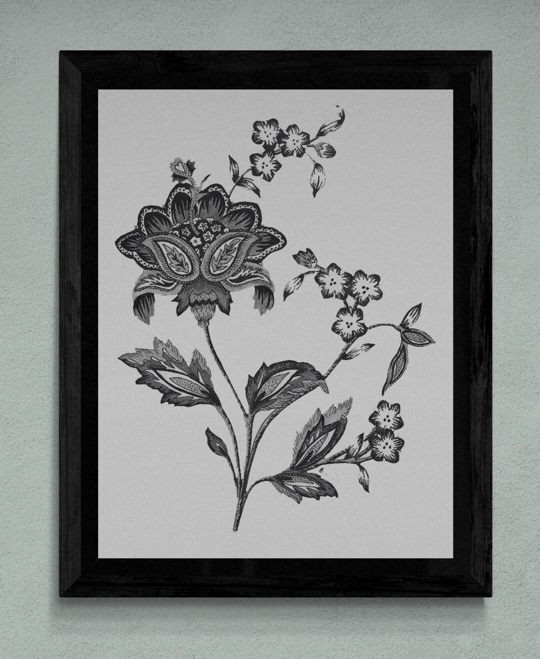 Original Flower Art Print Black and White Flower Print Etsy