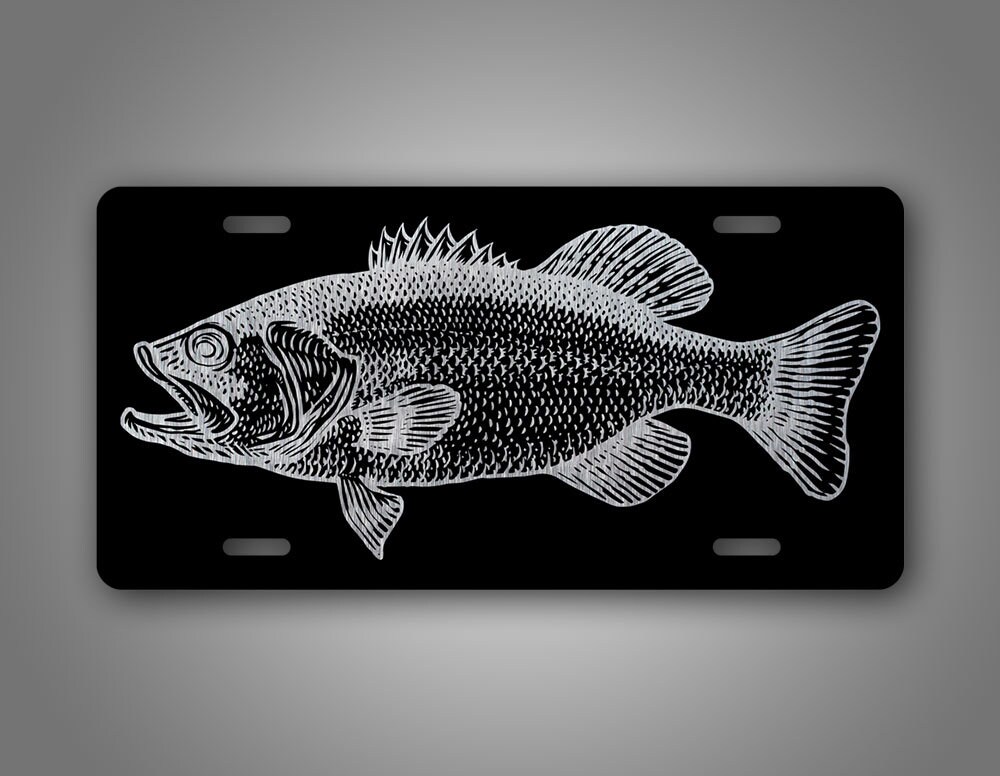Brushed Aluminum BASS Fishing License Plate American Flag Etsy