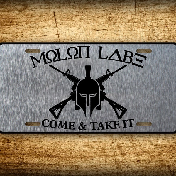Molon Labe Tactical 6x12 License Plate Come And Take It Patriot Auto Tag AR15 Guns Skull Freedom Militia Don't Tread On Me