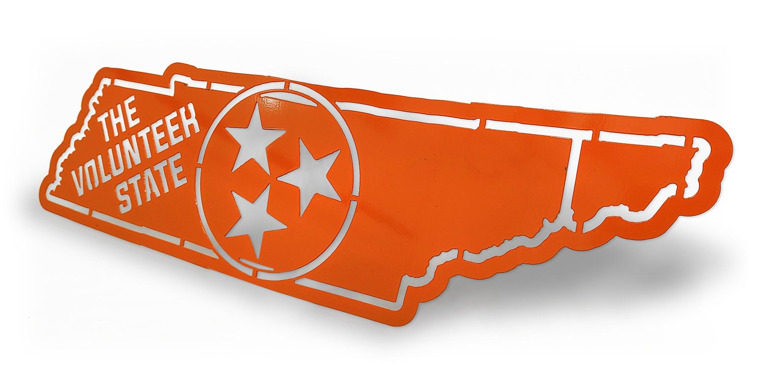 Orange Tennessee State Shaped 24 Metal Wall Sign TN the Volunteer