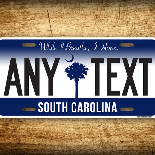 South Carolina BLUE Nummernschild individueller personalisierter Text, Aluminium Auto Tag 6x12