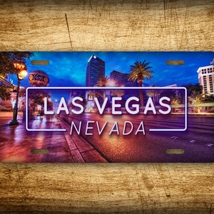 Las Vega Neon Lights License Plate 'Vegas Auto Tag 6x12 Nevada Sin City Metal Aluminum Sign image 1