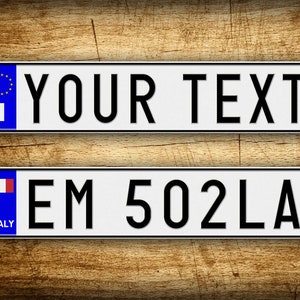 Custom Text Novelty Italian License Plate ANY TEXT Full Size Personalized European Vehicle License Plate