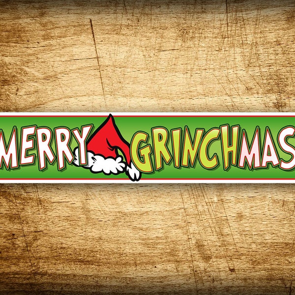 MERRY GRINCHMAS 4"x18" Christmas Street Sign Holiday Decoration The Grinch Who Stole Christmas