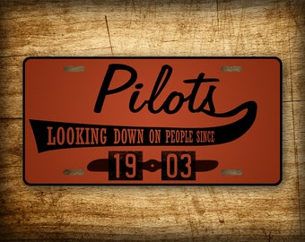 Pilot 6x12 License Plate ~GIFT~ Retro vintage styled auto tag available in BROWN or PINK. Aviation aircraft airline pilot theme!