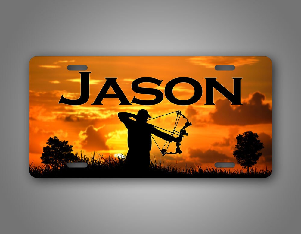 Personalized Bow Hunting License Plate Custom Deer Hunter Gift Etsy
