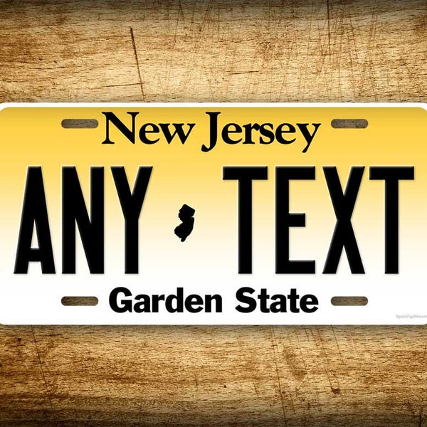 Personalized New Jersey License Plate Custom State Auto Tag 6x12 NJ Garden State Aluminum Sign