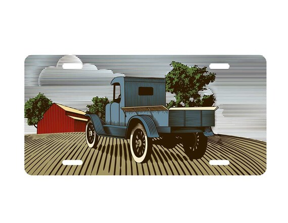 Americana Antique Truck 6x12 License Plate Primitive Vintage American Auto  Tag Rustic USA Farm Scene With Red Barn 