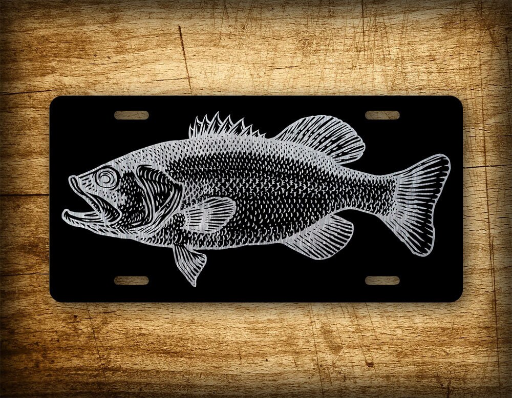 Brushed Aluminum BASS Fishing License Plate American Flag Etsy