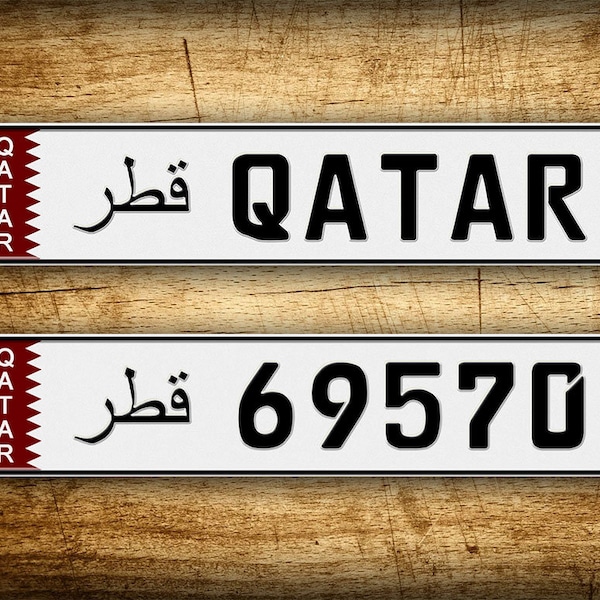 Texte personnalisé Nouveauté Qatar Plaque d'immatriculation N'IMPORTE QUEL TEXTE Taille personnalisée Plaque d'immatriculation de véhicule de taille européenne