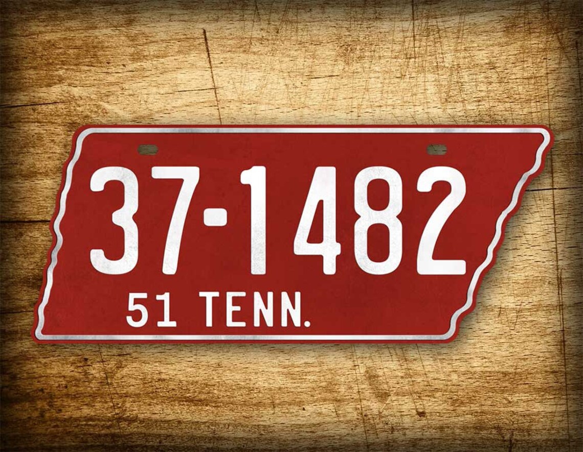 1951 Antique Tennessee License Plate RED Vintage Retro Replica Etsy