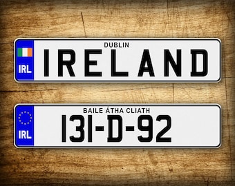 Custom Text Novelty Irish License Plate ANY TEXT Full Size Ireland Personalized European Vehicle License Plate