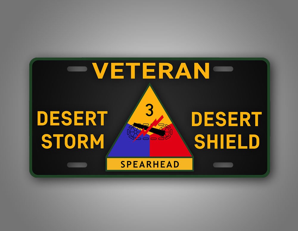 3rd Armored Division Spearhead Black 6"x12" Aluminum License Plate USA MADE