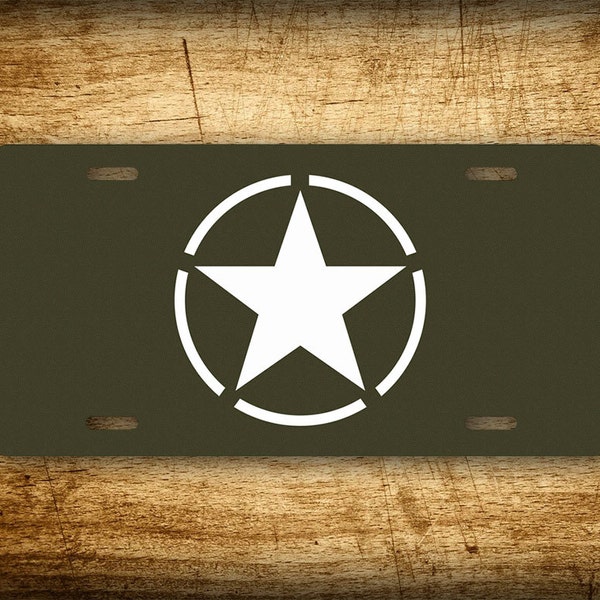 World War II White Star & Circle Emblem Insignia Vintage License Plate WW2  Roundel Replica Auto Tag 6x12