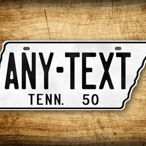 1950 Antique Tennessee License Plate White & Black Vintage Retro