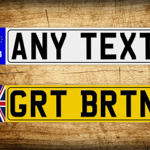 Custom Text Novelty British License Plate ANY TEXT Full Size Personalized European UK Vehicle License Plate