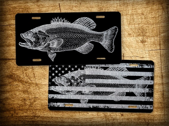 Buy Brushed Aluminum BASS Fishing License Plate American Flag Fisherman  Novelty Auto Tag 6x12 Online in India 