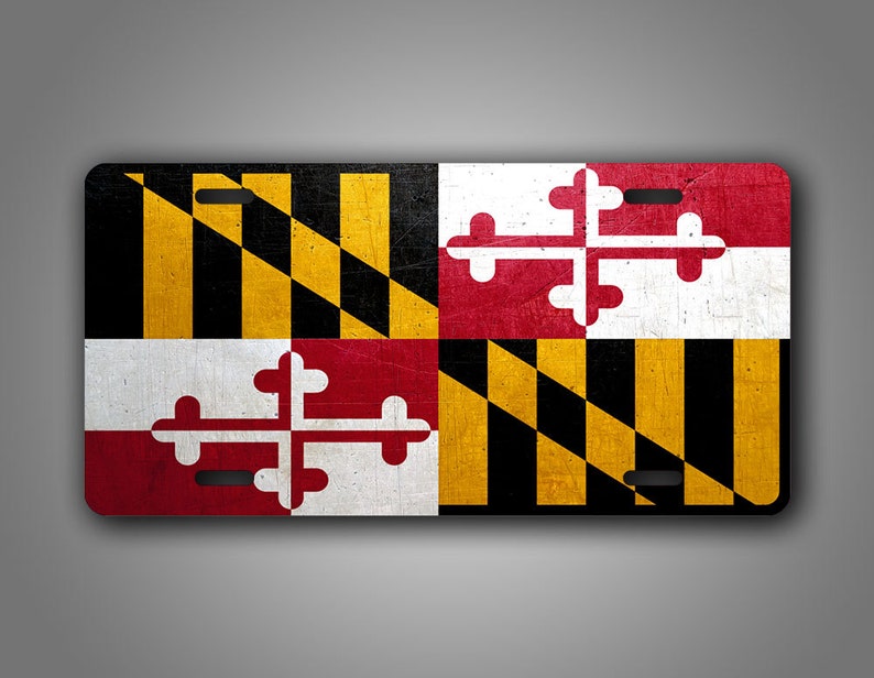 Maryland State Flag License Plate MD Official Flag Symbol Auto Etsy