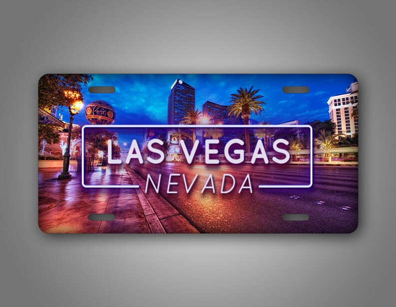 Las Vega Neon Lights License Plate 'Vegas Auto Tag 6x12 Nevada Sin City Metal Aluminum Sign image 2