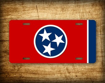 Plain Tennessee Flag License Plate TN State Official Flag Symbol Stars Auto Tag 6x12 Tri-Star Aluminum Metal Sign