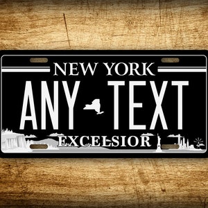 Personalized 6x12 Blacked-Out New York Excelsior Novelty License Plate Custom Black Stealth NY Plate