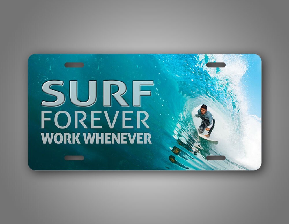 Surfing Wave License Plate surf Forever Work Etsy