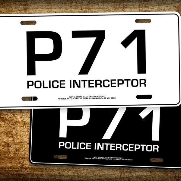 Crown Victoria P71/P7B Crown Vic Police Interceptor 6x12 License Plate Black/White CVPI Vic Tag